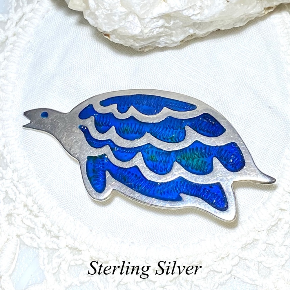 Old Signed 1950’s Sterling Silver Turtle Brooch Pin Eagle Mark Taxco Mexico 925